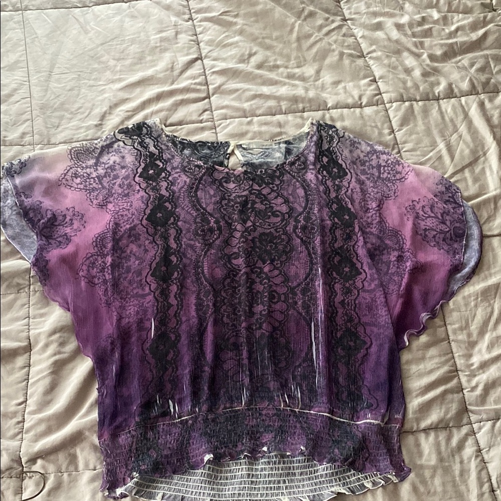 Maurices Purple and Black Lace Blouse